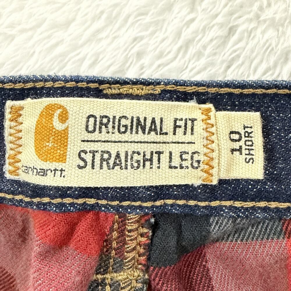 Carhartt Women's Flannel Lined Jeans Sz 10S Short Original Fit Straight Leg - Picture 7 of 12